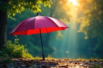A sturdy umbrella providing ample shade and protection from the elements, symbolizing comprehensive insurance coverage and security , rain, sun