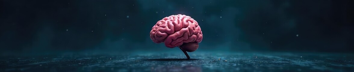 A surreal image depicting a disembodied brain floating in an empty, dark space, suggesting the concept of an absent mind or lost consciousness , solitary, mind
