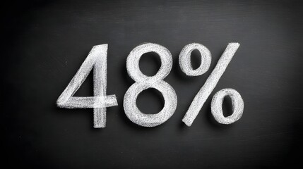 Forty-eight percent written in white chalk on a black chalkboard background.
