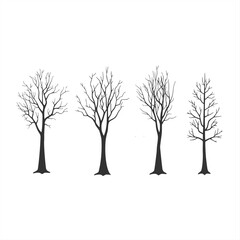 Fototapeta premium Tree silhouette bundle vector editable including various bare branching styles suitable for nature illustration forest design botanical artwork winter graphics