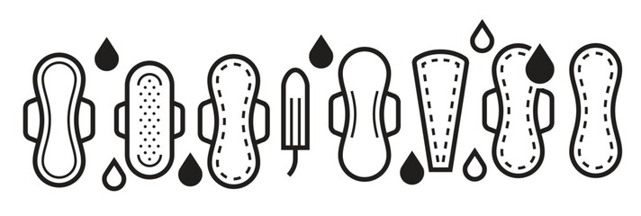  feminine hygiene products sanitary pad tampon icons © Meeram