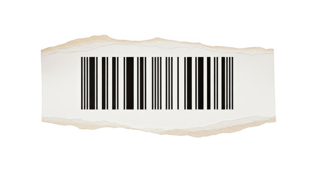 Torn paper with barcode isolated on transparent background - Powered by Adobe