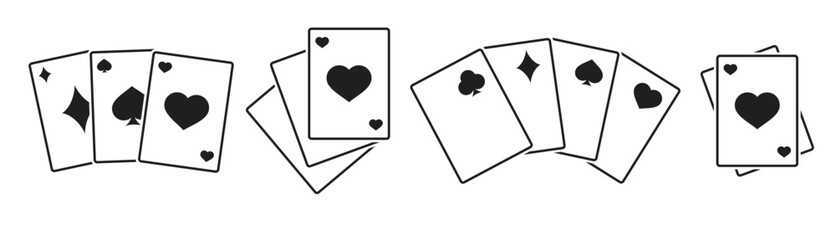 game cards icons black on a white background