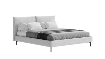 White bed on an isolated background. Furniture for collages, graphics designs, and presentations.