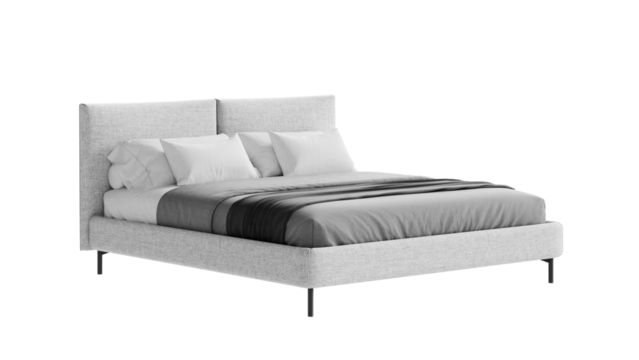 White bed on an isolated background. Furniture for collages, graphics designs, and presentations.