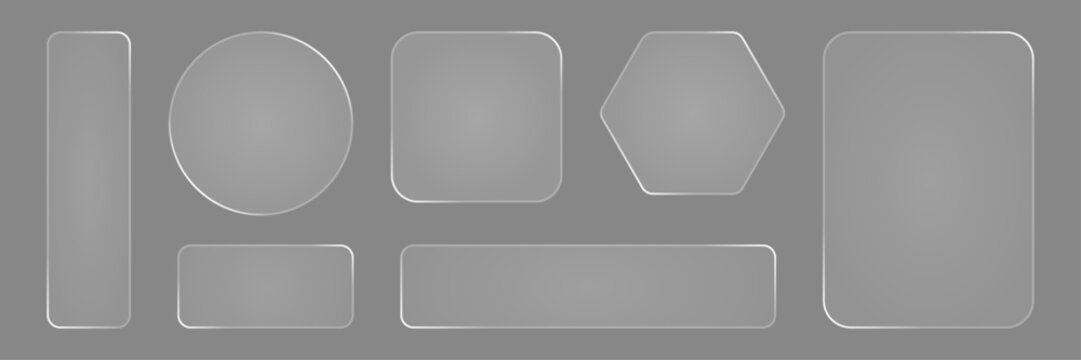 Set of modern Liquid glass glassmorphism UI design elements smartphone interface icons, and buttons, screen mobile for web, app, banners, and social media projects vector illustration