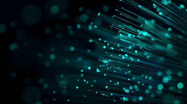 Glowing fiber optic cables transmitting data with light speed. - Powered by Adobe