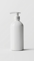 Elegant White Cream Bottle with Dispenser for Skin Care Products, Lotion, and Shower Gel in Studio