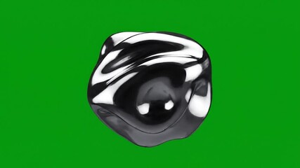 Abstract chrome liquid metal shape on a vibrant green background - Powered by Adobe