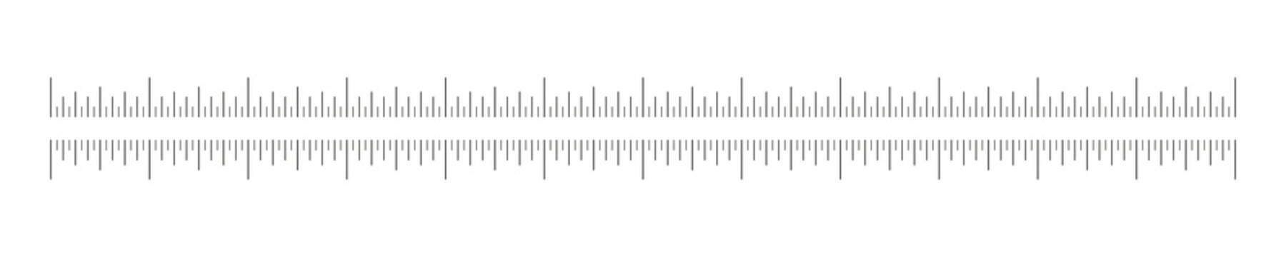 Measuring chart 12 inches. Ruler twelve inch simple scale template. Sewing flat tool icon. Length measurement math, distance, height pattern. Graphic illustration.