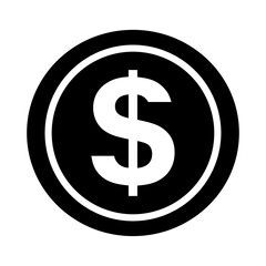 Black Dollar Coin Icon – Vector Transparent