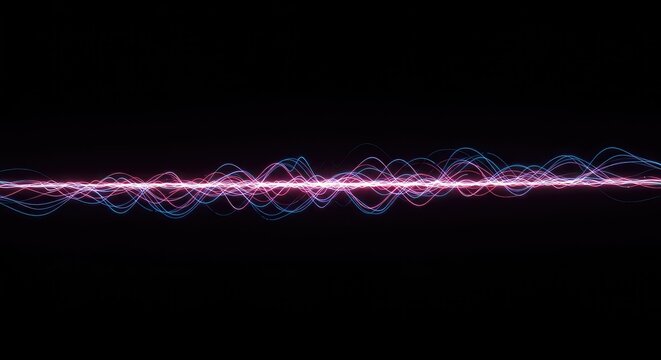 Abstract generative pattern showing oscillating energy waves across a uniform dark background space ,dynamic ,design ,data