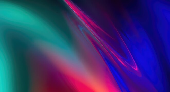 Abstract image showing intense light passing through a distorted medium, creating vibrant color shifts and ethereal, glowing artifacts ,geometric ,bending ,spectral