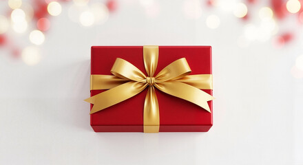 Minimalistic Christmas gift box with golden ribbon for festive gifting ideas and holiday advertising