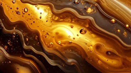 Gold shimmering liquid abstract flowing background at close range creating a beautiful texture, fluid moving slowly during the day - Powered by Adobe