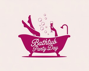 Fototapeta premium Silhouette of a person enjoying a bathtub party with champagne and bubbles