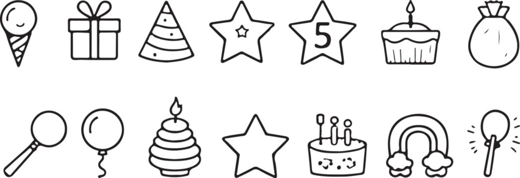 birthday celebration icons and symbols