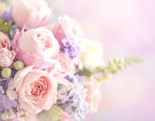 Pastel Pink and Purple Flower Bouquet Spring Garden Floral Arrangement