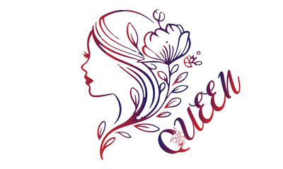 illustration of women long hair style icon, logo women on white background, vector