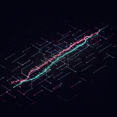 Digital visualization showing a complex matrix array with color-coded directional flow indicating the path of steepest optimization for data learning models ,vector ,computation ,information