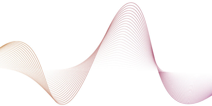 Abstract background with waves for banner. Medium banner size. Vector background with lines isolated on white. Pink and orange gradient. Brochure, booklet - Powered by Adobe