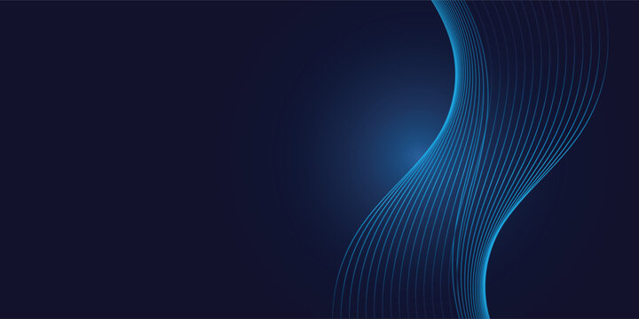 Abstract blue wavy lines, curves, elegant design, flowing shape, background, for technology projects, marketing materials, and website designs to create a modern and professional look