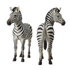 Fototapeta premium Two zebras facing opposite directions isolated on transparent background