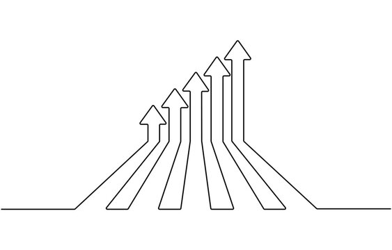 A one line drawing of arrow symbol continuous single line art arrow design.