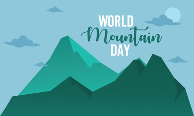 International mountain day. Vector illustration of international mountain day landscape with desert mountains, sky, and sun.
