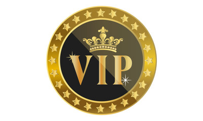 gold vip badge with crown