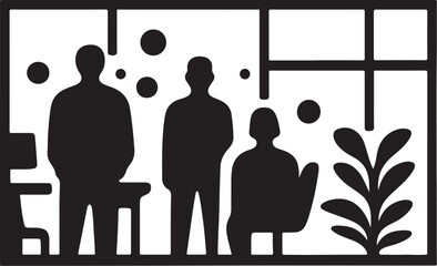 Silhouette of a man standing by a window in a vector illustration