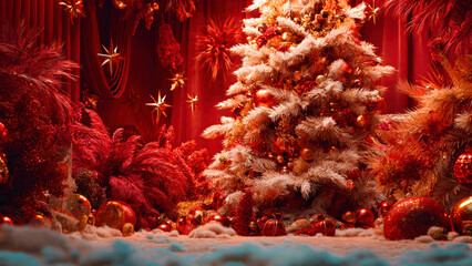 Christmas Themed Background With Copy-space and Vibrant Festive Colours
