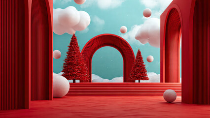 Christmas Themed Background With Copy-space and Vibrant Festive Colours