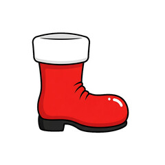 A bright red Santa boot icon with a white cuff and glossy finish.