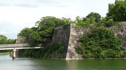 Fototapeta premium The old castle view which are located in the Osaka of the Japan
