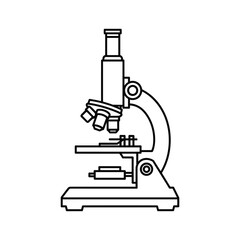 Outline drawing of a laboratory microscope for scientific research and biological study, isolated on