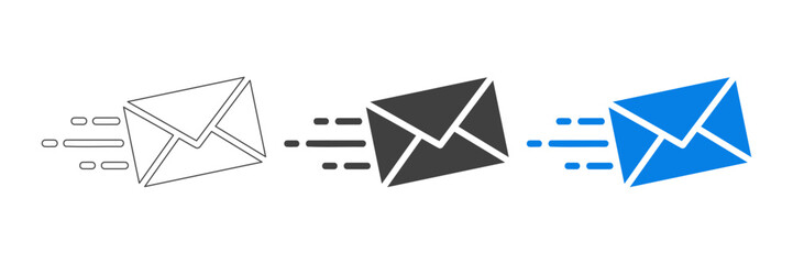 speed mail icon. fast flying email envelope message icon symbol vector