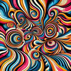 Vibrant Abstract Artwork with Swirling Colors and Patterns 