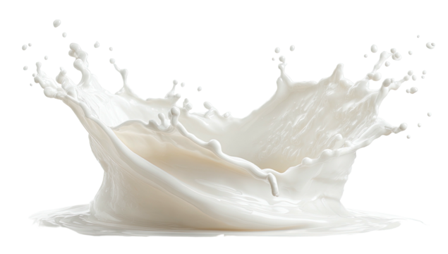 A dynamic white liquid splashes upward, forming a crown shape