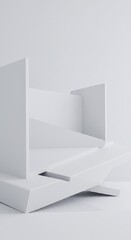 Fototapeta premium Abstract three dimensional geometry concept within a massive white space. Representing theoretical limits and infinite expansion of spatial relationships ,boundless ,perspective ,ethereal