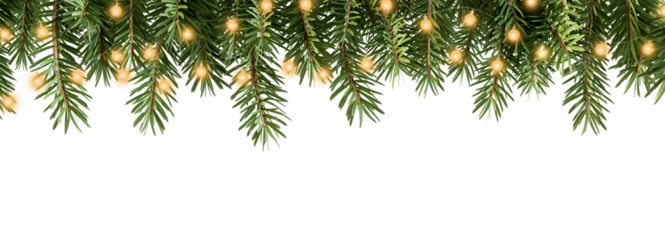 christmas tree branch with light isolated on white - Powered by Adobe