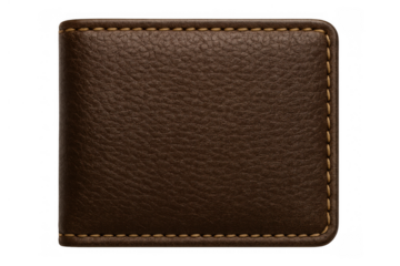 Brown leather wallet displaying texture and stitching, an essential accessory for managing personal finance and money