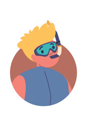 Boy child diver cartoon avatar