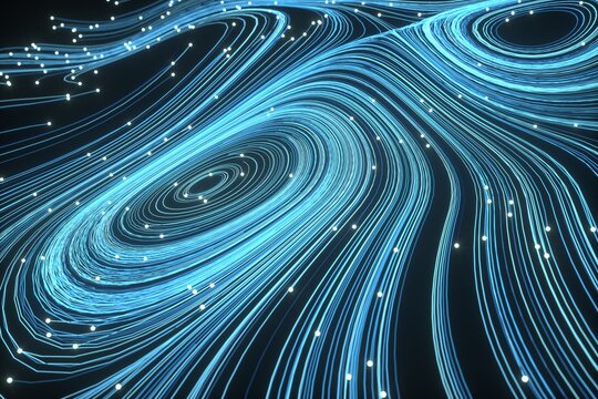 Swirling Light Lines with Glowing Particles