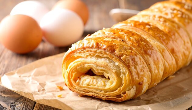 Savory pastry roll with eggs