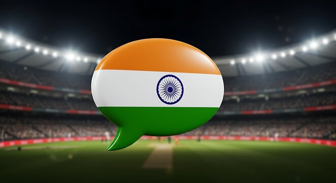 Roaring Indian cricket fans are ready to cheer on their team from the stadium with spirited national pride and vibrant energy at the big match tonight - Powered by Adobe