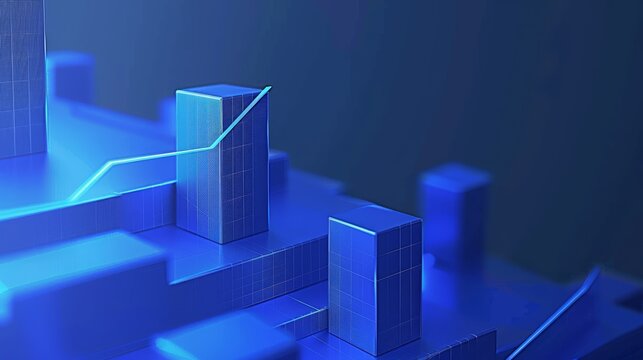 Abstract blue financial graph showing growth on cubic platforms studio shot for business success - Powered by Adobe