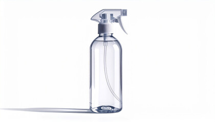 Transparent Spray Bottle with Black Nozzle: A Minimalist Composition of Utility, Clarity, and Everyday Function, Captured in a Clean Scene for Household, Cleaning, and Product Design Presentation