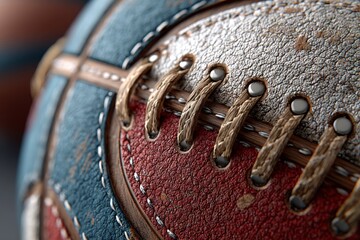 Close Up of a Weathered, Multi Colored Basketball with Heavy Texture and Unique Details