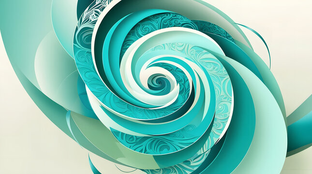 Swirling Abstract Shapes With Gradient Tones of and Teal